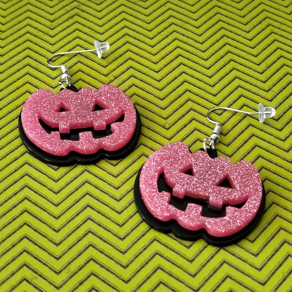 Jack-o-Lantern Earrings - Picture 2 of 2